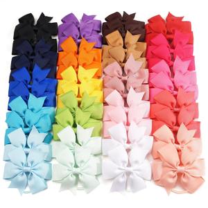 40Pcs Baby Girls 3'' Boutique Grosgrain Ribbon Hair Bows Elastic Hair Ties Ponytail Holder Hair Bands in Pairs for Girls Toddlers Kids Children Teens