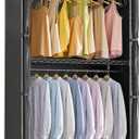 VIPEK R2C Medium Heavy Duty Clothes Rack Rolling Garment Rack with Cover Adjustable Clothing Rack for Hanging Clothes Portable Closets with Double Rods, Black Rack with Black Upgraded Polyester Cover