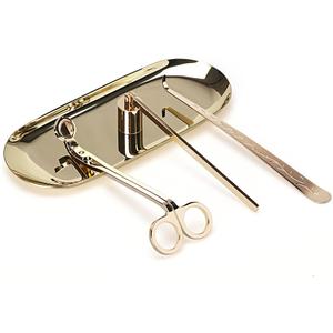 Candle Accessory Set Candle Wick Trimmer Candle Wick Dipper Candle Snuffer Storage Tray 4 Packs Candle Care Kit Gift for Candle Lovers(CAG1 - Gold)
