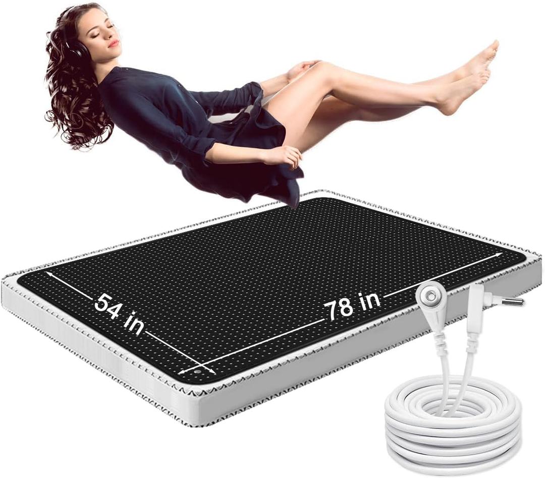 Grounding Mat for Bed, Grounding Pad for Improve Sleep, Relief Stress, Energy Booster, Grounding Mat with Grounding Wire, Grounding Mat for Bed King Size 54''78
