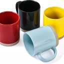 Coffee Mugs, 15 oz Mug Set of 4, Large Stoneware Coffee Mugs for Latte, Hot Tea, Cocoa, Milk, Juice, Modern Coffee Cups Boho Unique Style for Any Kitchen, Suitable for Housewarming Gift, Multi-color