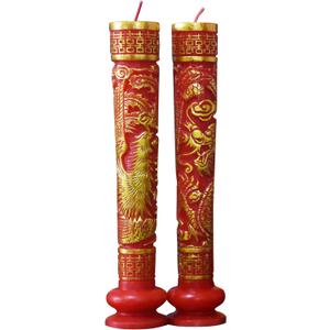 Chinese Dragon and Phoenix Wedding Candles Red Traditional Double Happiness 1 Pair, 9.84 Inch Tall x 2 Inch Diameter, Great for Chinese Weddings Decoration as Well as Special Events