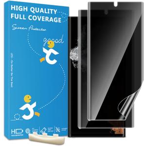 JZG 2 Pack Privacy Screen Protector for Samsung Galaxy S22 Ultra, Anti Spy S22 Ultra Soft Film With Fingerprint Compatibility, Bubble Free (Transparent)