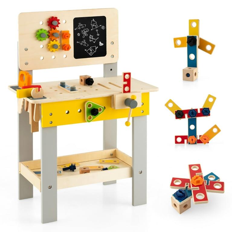 Wooden Tool Bench Workbench Toy Play for Kids with Tools Set for Toddlers Ages 3 +
