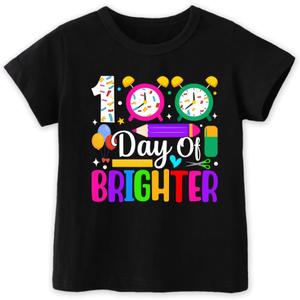 100 Days of School Shirt Kids  Boys Girls Toddler Happy 100th Day of School T-Shirt, Kindergarten 100 Day,3T-7T (Black)