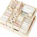 Criusia Drawer Organizer Clothes 12 Pack, Dresser Organizer for Nursery Bedroom Closet Organization and Storage - Baby Clothes Organizer Bins - Drawer Divider for Sock Underwear Bra Ties (Beige)