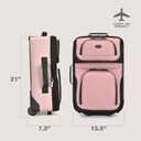 U.S. Traveler Rio Lightweight Softside Rolling Carry-on Suitcase, 2-Wheel Single, Pink