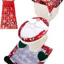 JOYIN 5 Pieces Christmas Theme Bathroom Decoration Set w/Toilet Seat Cover, Rugs, Tank Cover, Toilet Paper Box Cover and Santa Towel for Xmas Indoor Dcor, Party Favors (Gnome)