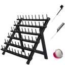 Braiding Hair Rack with 60 Pegs Standing Versatile Extension Hair Holder with 60 Spools - Ergonomic Braid Stand for Stylists - Time-Saving (black)