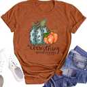 Women Thanksgiving Shirts Funny Leopard Pumpkin Graphic Print Fall T Shirts (X-Large, Brown1)