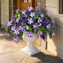 IDEVER Artificial Flowers for Outdoors Faux Petunias No Fade Realistic Artificial Flowers for Garden Porch Balcony Patio Home Decor(2PCS White-Purple)
