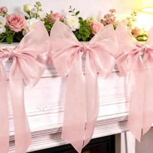 2-Strings 6.5ft Pink Bows Garland Banner, Pre-Strung Bow Party Decorations for Coquette Birthday, Bachelorette Party, Girly Pink Party Supplies, Baby Shower, Bridal Shower
