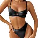 Lilosy Sexy Mesh Sheer Underwire Push Up Lingerie Set Lingerie Set (Black, M)