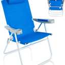 SUNNYFEEL Oversized Tall Folding Beach Chair Lightweight, 17" Portable Sand Chair for Adults Heavy Duty 500 LBS with Cup Holders, Foldable High Camping Lawn Chairs for Camp/Outdoor/Picnic/Sports, 1-pack