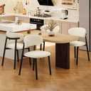 Kitchen Dining Chairs Set of 4 Modern Upholstered Leather Farmhouse Dining Room Chair with Metal Legs, Black/Beige