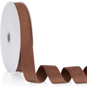 Brown Velvet Ribbon Double Faced 1 inch Continuous 20 Yards Use for Christmas Tree Ornaments, Gift Wrapping, Wreath Decoration, Wedding Boutonnieres, Handmade Crafts Bow Making