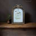 4x6 Vintage Arched Picture Frames, Bronze Antique Photo Frame with Glass Front for Tabletop or Wall, Art Deco (4 x 6 Inch)