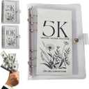 12-Month Envelopes Money Saving Challenge Binder, Budget Binder With Cash Envelopes, 2.5K/5K/10K Dollars Cash Loose Leaf Savings Book, for Fun Money Saving Challenge (5K)