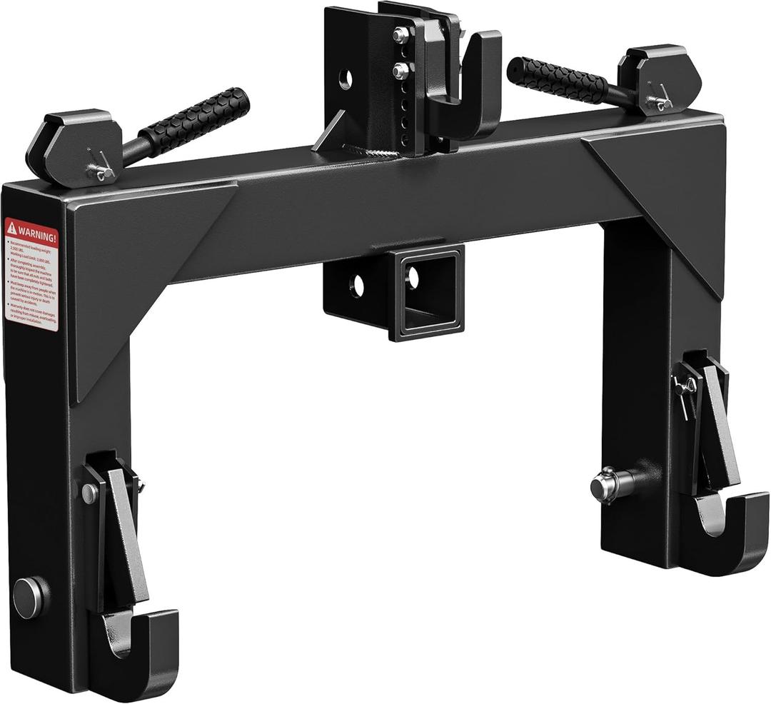 YITAMOTOR 3 Point Quick Hitch for Category 1 Tractor, 3000 lbs 3-Pt Attachment with 2" Receiver Trailer Hitch Adaptation with 5 Level Adjustable Bolt