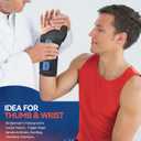FEATOL Carpal Tunnel Wrist Brace Night Support, Thumb Spica Splint Right Hand for De Quervains Tenosynovitis, Tendonitis, Thumb Brace for Women Men, Black Blue, Small/Medium