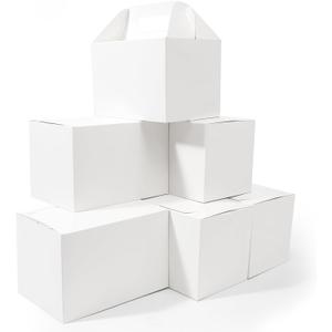 Happyhiram 40-Pack Large Gable Boxes White - 9x6x6 Inch Sturdy Welcome Gift Boxes for Party Favors, Box Lunches, Cookies, and Birthday Wedding, Easy to Assemble with Handles