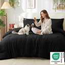 CozyLux Oversized Queen Comforter Set Black, 7 Pieces 98"x98" Bed in a Bag Comforter Set with Sheets, All Season Bedding Sets with Down Alternative Comforter, Sheets, Pillowcases & Shams, Soft Bed Set