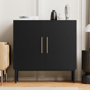 Storage Cabinet with Doors, Modern Black Accent Cabinet, Free Standing Cabinet, Wooden Buffet Sideboards for Living Room, Kitchen,Home Office, 31 inches x 16 inches x 31 inches