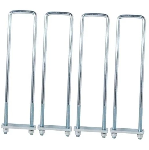 4Pack 4" X 8" Square Bend U-Bolt Kit, Heavy Duty Steel 5/8 Inch Diameter, 4 Complete Sets with 1-1/8" x 6" Tie Bars for Truck Chassis.
