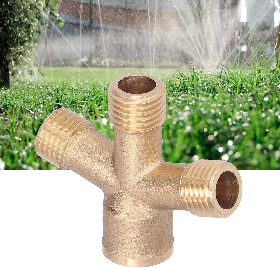 Hose Splitter,4 Way Garden Hose Connector,M14 Thread Brass Hose Spigot Adapter,Hose Faucet Splitter for Car Washing, Sprinkling and Watering defult