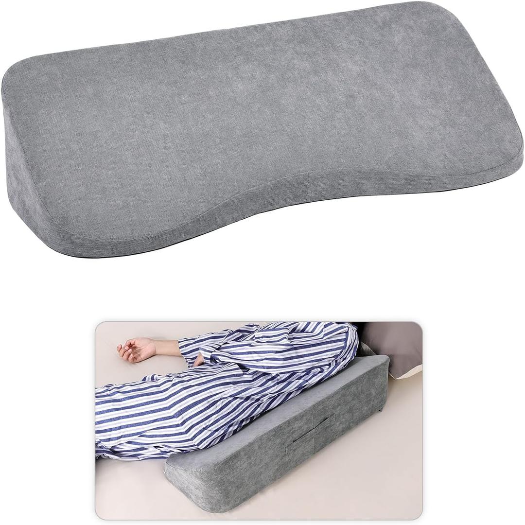Long Wedge Pillow for After Surgery Curved Shaped Turning Wedge Pillow for Side Sleeping Bedridden Patient Products to Prevent Bed Sore and Improve Healing Process No-Slip Bottom Height 7.5 in
