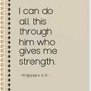 3 x Neutral Christian Spiral Notebook, Philippians 4:13 Bible Verse Journal, Religious Scripture Journals for Writing, Bible Notebooks for Note Taking, Church Notes Journal, 5.5x8.3 Inch