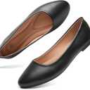 Hash Bubbie Women's Flats Shoes Ballet Flats Dress Shoes Comfortable PU Leather Slip on Shoes for Women (5, Black)