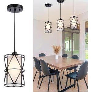 Matte Black Pendant Lights, Modern Pendant Lights Kitchen Island, Kitchen Island Lighting with Frosted Glass, Cylindrical Pendant Light Fixtures, Island Lights for Kitchen, Foyer (5.4'' x 7.9'', 1Light)