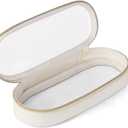 Clear Travel Makeup Brush Holder, Leather Makeup Brush Toiletry Bag, Portable Cosmetic Brush Case, Transparent Waterproof Makeup Brush Storage Bag, White, Large