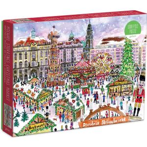 Galison Michael Storrings Christmas Market 1000 Piece Puzzle from Galison - Featuring Beautiful Illustrations of a Festive Snowy Town, 27" x 20", Makes a Wonderful Gift