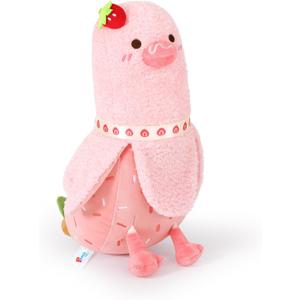 PEACH CAT Strawberry Cake Banana Duck Plush Pillow with Cream Candy Body Stuffed Animals Cute Dessert Plushies Toy Gifts for Kids Pink 12"