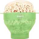 POPCO Silicone Microwave Popcorn Popper with Handles, Silicone Popcorn Maker, Collapsible Bowl and Dishwasher Safe (Transparent Green)