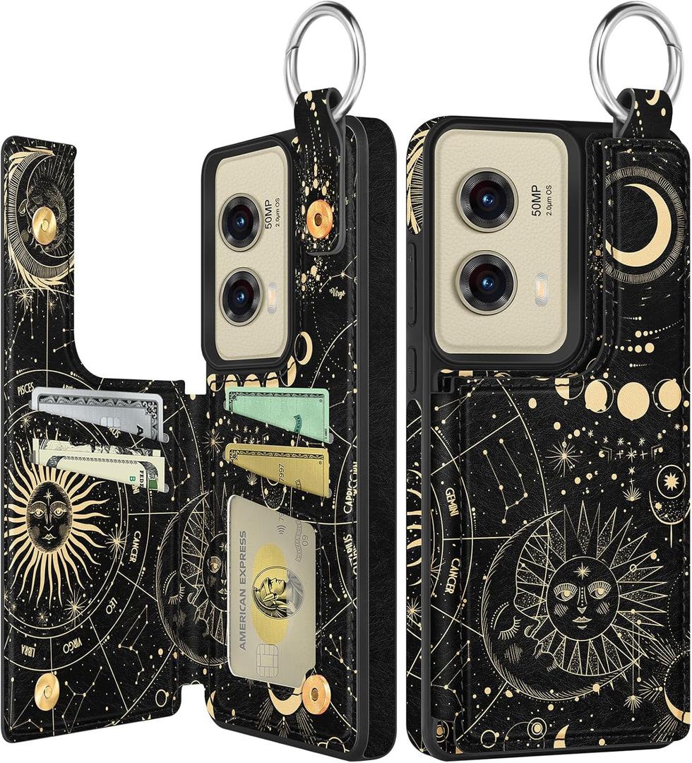 Shorogyt for Moto G Stylus 5G 2024 Wallet Case with Card Holder - Designer Constellation Kickstand Magnetic Clasp Back Flip Folio Leather Phone Cases for Women Men Girls