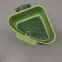 Sink Strainer Basket, Corner Sink Strainer with Suction Cups Dump Design, Triangle Drain Basket for Kitchen Sink, Food Waste Catcher with Drain Holes, Faucet Sponge Storage Rack (Green)