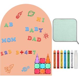 Magnetic Chalkboard for Wall Magnetic Wall Decal with Pastel Markers Dishcloth and Chalkboard Wallpaper Sheets for Office School Playroom Kids(Camel Pink,32 x 44 Inches)