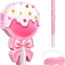 Aoriher Candy Party Favor Candy Piata with Stick Blindfold Pink Sweet Lollipop Candy Piata for Birthday Party Supplies Decoration