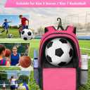 MATEIN Girls Soccer Backpack, Large Basketball Bag with Ball Holder & Shoe Compartment for Tournament & Game Day, Lightweight Youth Sports Bag with Fence Hook Fits 15.6 Inch Laptop, Soccer Team Gifts, Pink