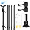 LETSTRY 5FT Flag Pole Kit for House with Solar Light and Adjustable Bracket, 1" Thickened Stainless Steel Outside Wall Mount Flagpole for 3x5 American Flag, for Residential, Outdoor or Porch (Black)