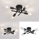 ZGLAOJT Semi Flush Mount 4 Light Ceiling Light Matte Black with E26 Base Modern Chandelier for Farmhouse Kitchen Dining Room Bedroom Study Living Room.