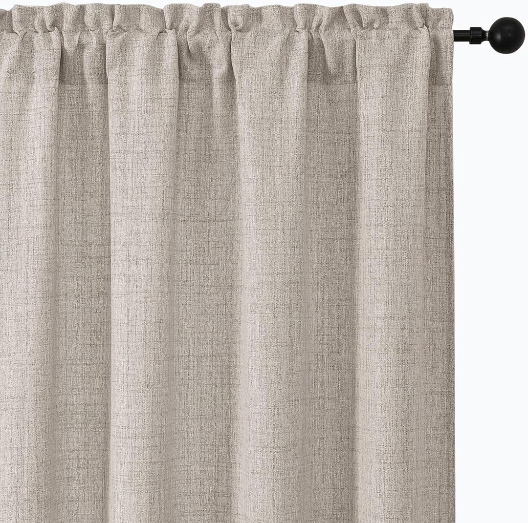 Aiyufeng Faux Linen Texture Curtains for Living Room 84 Inch Length 2 Panels, Airy Soft Drapes,Light Filtering Window Curtains for Bedroom Kitchen Bathroom Farmhouse42x84 Inch, 2PCS, Linen