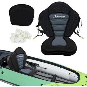 Deluxe Padded Kayak Seats 2 Pack - Premium Shockproof Seats with Back Support for Kayaking, Canoeing, Fishing, Paddle Boarding - Comfort, Versatility and Extra Storage (1 Pcs, Blue + Grey)