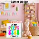 5 x Funny Easter Wooden Box Sign Decor, Bunny Rabbit Easter Gifts for Home Kitchen Farmhouse Table Decoration, Oh for Peeps Shake, 5 x 5 Inch (Fuchsia)