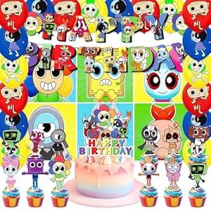 42Pcs Birthday Party Supplies Pack Set Include Banner,Cake Toppers,For Birthday Party Decoration (RE25)
