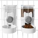 Hanging Cage Automatic Small Pet Food Bowl Water Bottle Dispenser, 1L Auto Gravity Pet Feeder and Waterer Set Kennel Feeding Station Crate Feeder Dish for Rabbit Puppy Cats Ferret (Grey)
