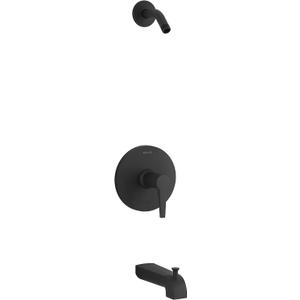 KOHLER K-TLS97074-4-BL Pitch Rite-Temp Bath And Shower Trim Set Less Showerhead, Includes Faceplate with Handle, Bath Spout, Shower Arm and Flange, Matte Black